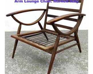 Lot 1030 Italian Mid Century Open Frame Arm Lounge Chair. Marked Italy