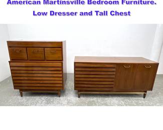Lot 675 2pcs Merton Gershun Dania Series American Martinsville Bedroom Furniture. Low Dresser and Tall Chest