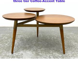 Lot 955 Mid Century Style West Elm Walnut three tier CoffeeAccent Table