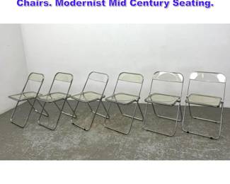 Lot 1059 Set 6 Plia Lucite Chrome Folding Chairs. Modernist Mid Century Seating.