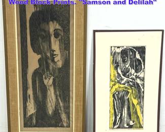 Lot 1170 2pc ITZHAK SANKOWSKY Figural Wood Block Prints. Samson and Delilah 