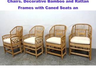 Lot 1090 Set 6 Brighton Pavilion style Rattan Chairs. Decorative Bamboo and Rattan Frames with Caned Seats an