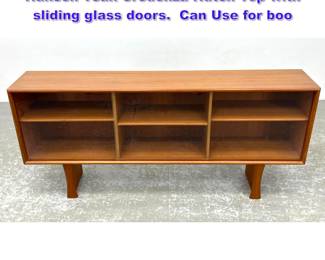 Lot 607 Danish Modern Denmark H.P. Hansen Teak Credenza Hutch Top with sliding glass doors. Can Use for boo