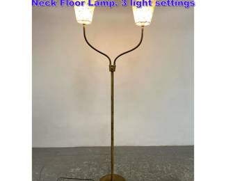 Lot 660 Mid Century Modern Double Goose Neck Floor Lamp. 3 light settings 