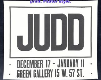 Lot 886 Small Donald Judd offset lithograph print. Psoter style. 