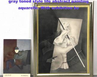 Lot 1139 CARLO GUARIENTI 81 watercolor gray toned style life abstract painting aquarelle. With exhibition bo