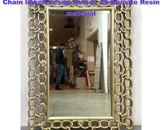 Lot 925 Contemporary Decorator Gold Tone Chain linked design mirror. Composite Resin material