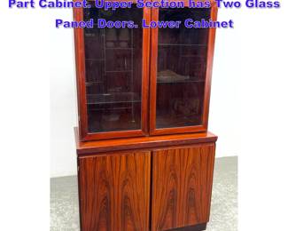 Lot 753 SKOVBY Danish Modern Rosewood 2 Part Cabinet. Upper Section has Two Glass Paned Doors. Lower Cabinet