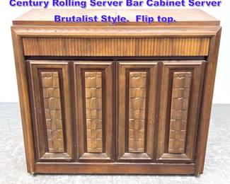 Lot 739 Stanley Walnut American Mid Century Rolling Server Bar Cabinet Server Brutalist Style. Flip top. 