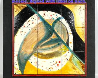 Lot 620 Maria Fernanda Del Buffalo tile mosaic. Signed with label on back.