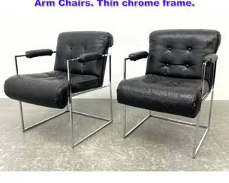 Lot 631 Pair Milo Baughman Genuine Ostrich Arm Chairs. Thin chrome frame. 