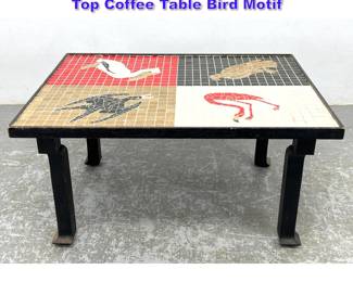 Lot 622 Artisan Made 50s Mid Century Tile Top Coffee Table Bird Motif