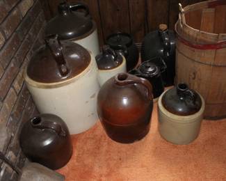 Crocks, jugs (this group in house; another group in shed)
