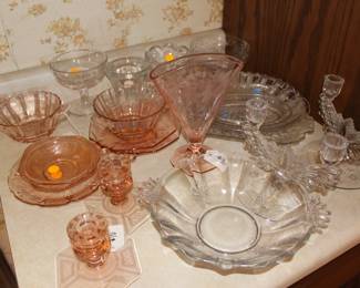 Pink depression glass
