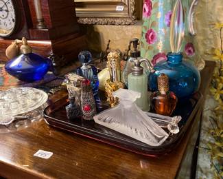 Assorted  antique perfume bottles