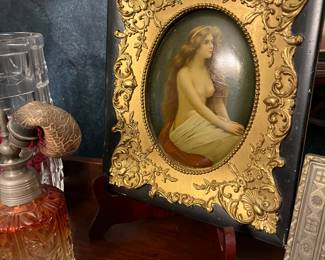 Beautiful framed tin portrait plate