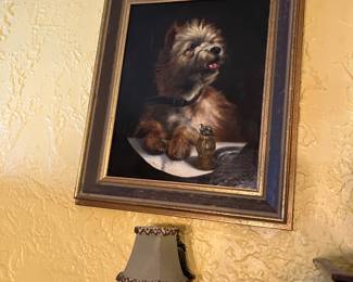 Antique oil of a westie