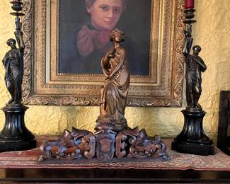 New figures pair of candlesticks with spelt or statue 