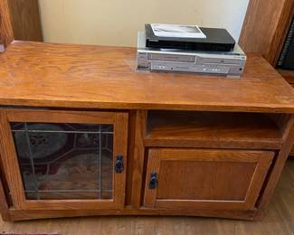 TV Stereo Stand, Bluray Disc Player And A Sanyo 4 Head VCR