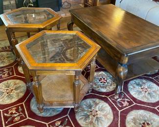 Cool Wood Coffee Table And Two Lamp Tables