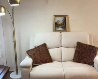 06 Recliner Love Seat, Cool Lamp, And Small Painting