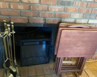 Electric Fireplace, Brass Fireplace Set And Tv Trays