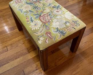 Needlepoint Upholstered Small Bench