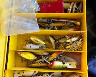 Vintage fishing lures and accessories.