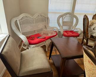 Wicker patio furniture.