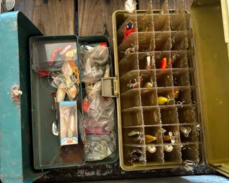 Vintage fishing lures and accessories.
