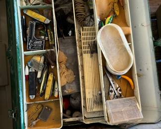 Vintage fishing lures and accessories.