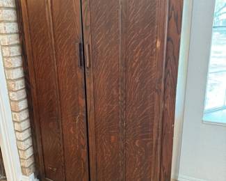 Gorgeous solid walnut storage wardrobe - full of vintage quilts! 