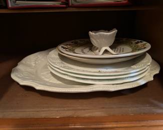Assortment of large serving platters. 