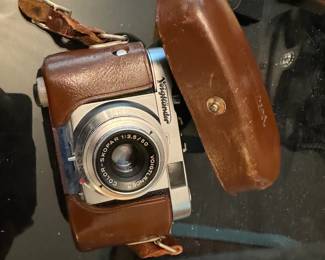 Vintage Voigtländer camera with leather carrying case