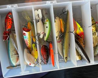 Vintage fishing lures and accessories.