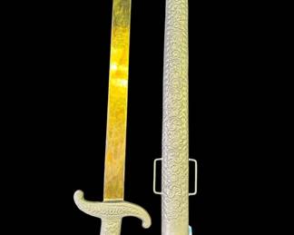 Lot # : 132 - Vintage metal & brass sword with metal sheath
