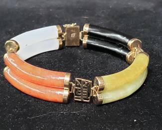 Lot # : 78 - 14k gold and multi-color stone bracelet
