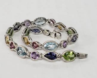 Lot # : 91 - 14k white gold bracelet w/multi-colored

