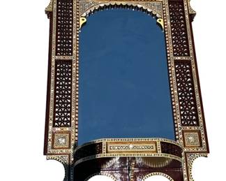 Lot # : 410z - Vintage mosaic Persian style wood wall mirror
