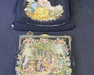 Lot # : 131 - Pair of vintage handmade tapestry handbags
