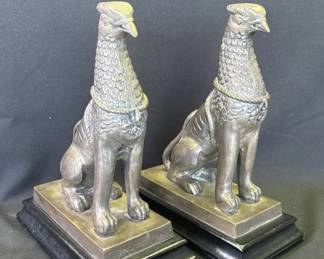 Lot # : 432 - Pair of vintage brass Griffin statues
