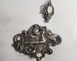 Lot # : 725 - Group of two sterling silver art nouveau pins
