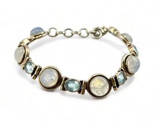 Lot # : 432a - Sterling silver moonstone & topaz bracelet
