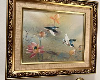 hummingbird framed oil painting - the colors are phenomenal