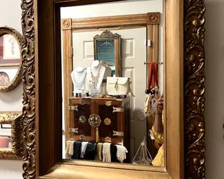antique mirror wood with gesso overlay late 19th century