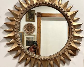 RARE Vintage sun shaped mirror with beading