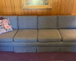Vintage Blue Upholstered 4 Cushion Sofa Seater 