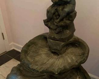 Vintage Stone Cherub Detail Electric In Home Water Fountain 