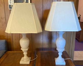 Set Of Two Stone Faux Marble Table Lamps 