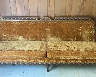 Vintage 70s Crestwood Furniture Gold Color Upholstered Sofa 